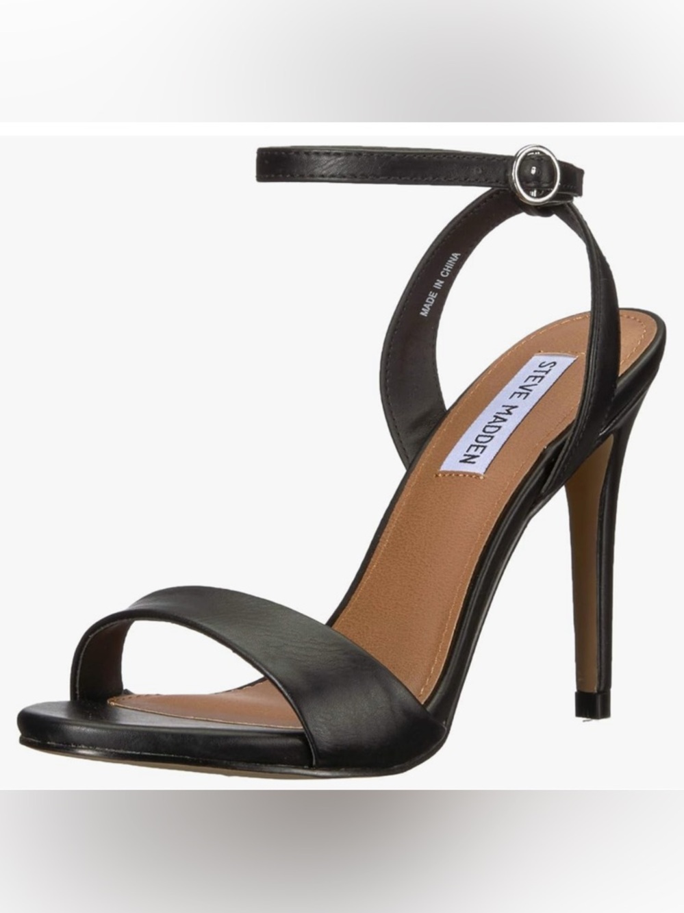 Steve Madden Black Open-Toe Ankle-Strap Stiletto Sandals